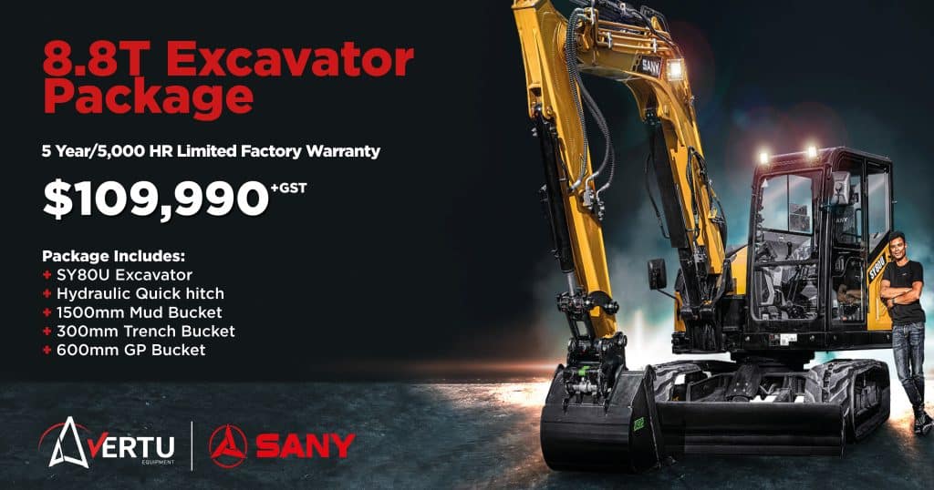 SANY SY80U Package promotion Victoria. Current Heavy Machinery Sales