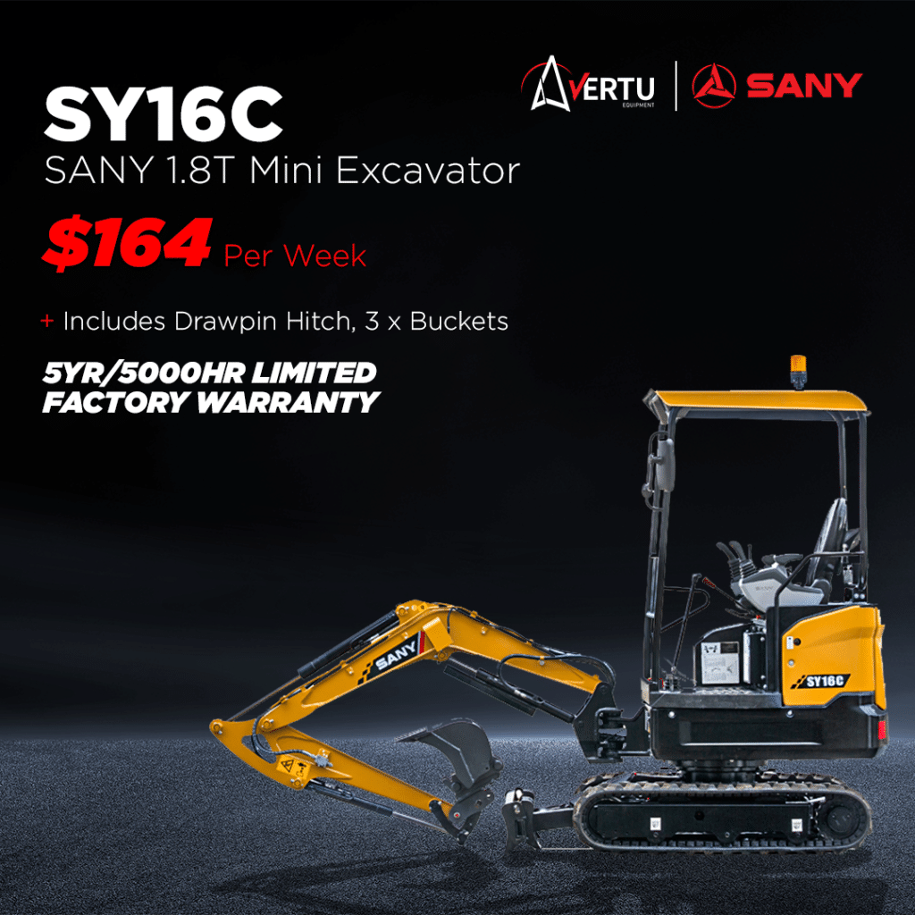 3.99% finance rate- SANY SY16C mini excavator package